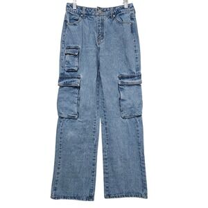 Banjara‎ High-Rise Wide-Leg Cargo Jeans - Size 1/24 - Light Wash (ZIPPER BROKEN)